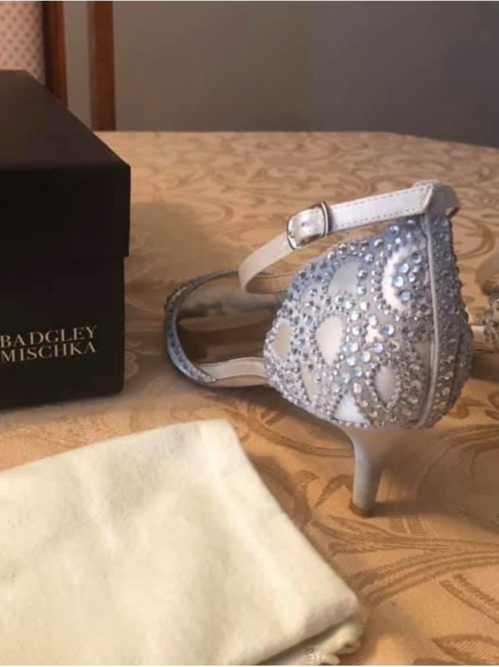 Badgley Mischka Silver Crystal-Embellished D'Orsay Heels